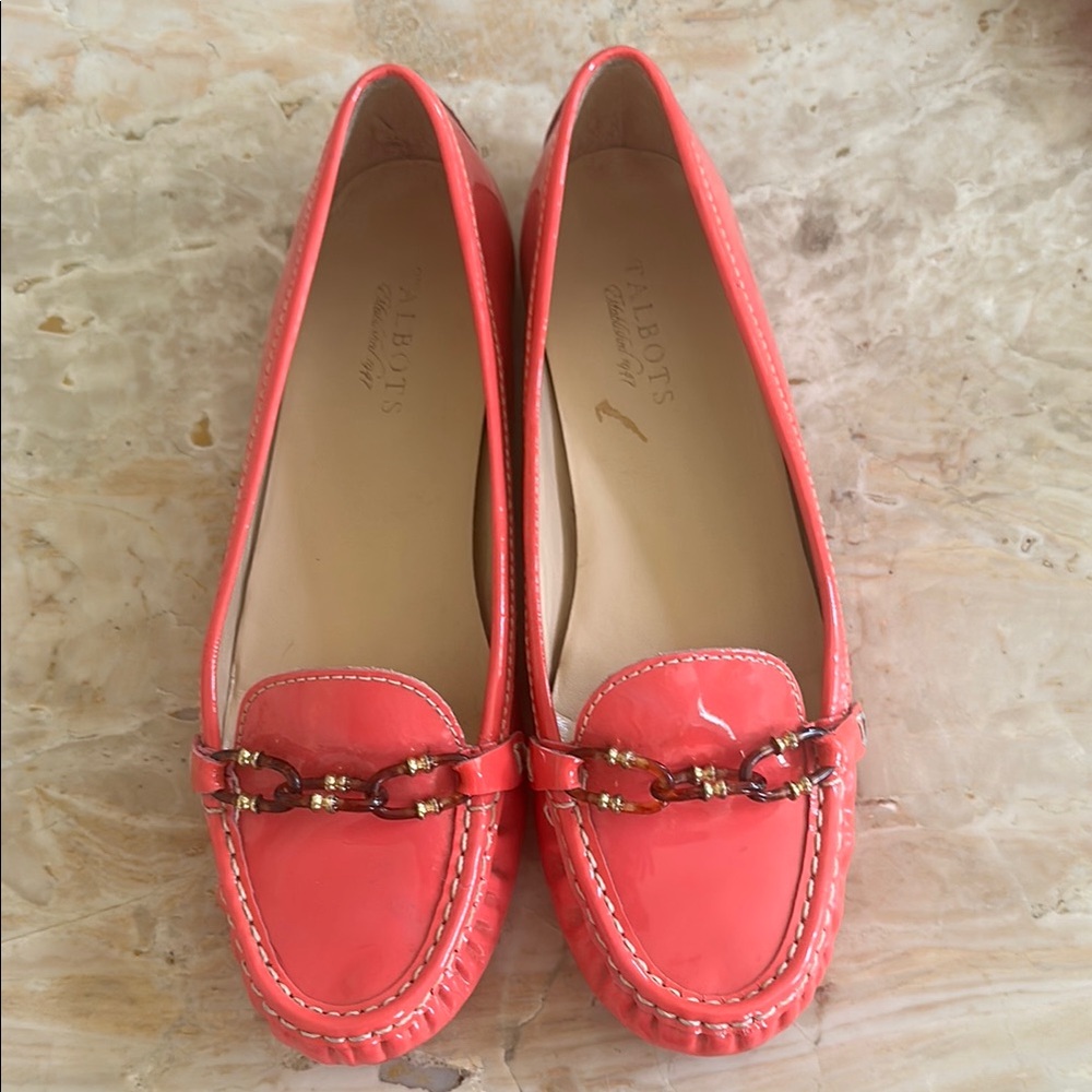 Talbots Pink Moccasin Flats with Metal Studs
